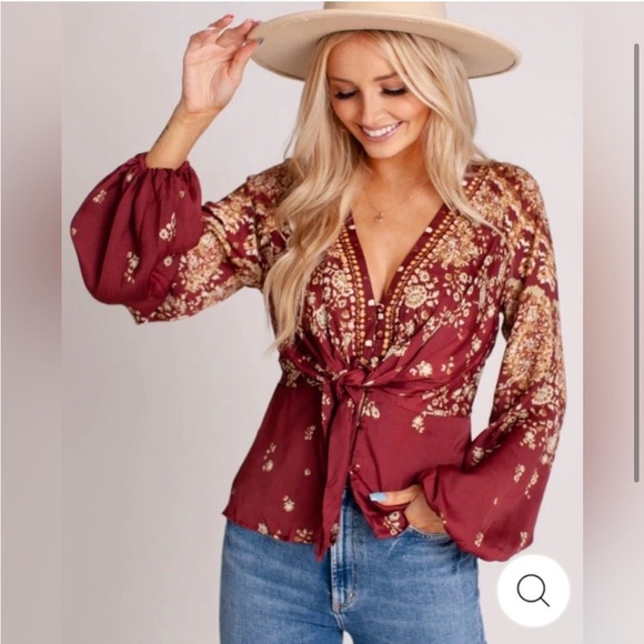 Free People Run Free Tunic Top Burgundy - Picture 3 of 3